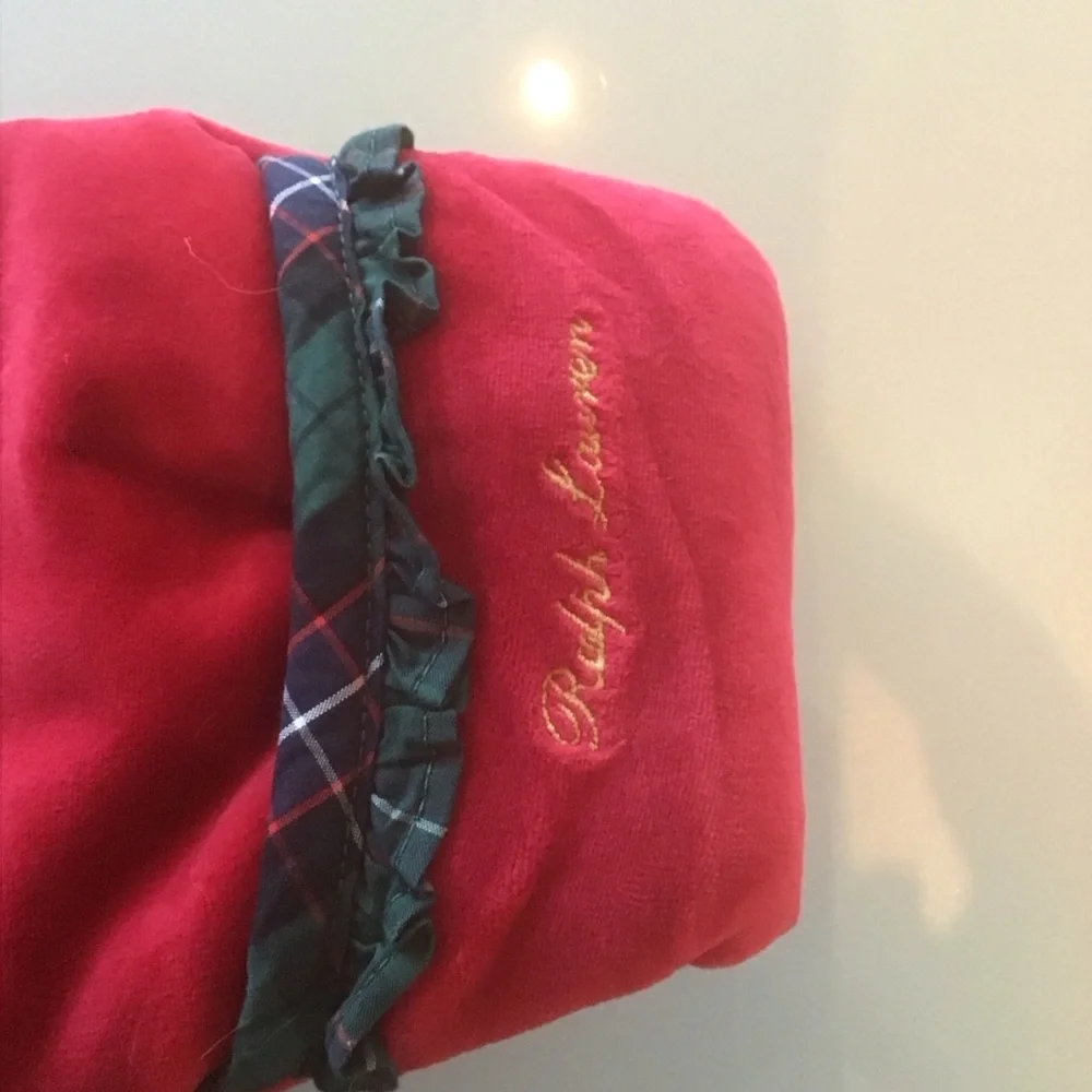 VTG Ralph Lauren Baby Bunting‎ Sack 9M Red Velvet Plaid Lined Hooded Christmas